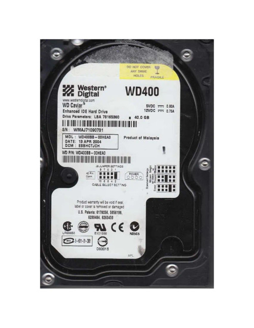 WD400BB-00HEA0 - Western Digital 40GB 7200RPM EIDE 2MB 3.5" HDD
