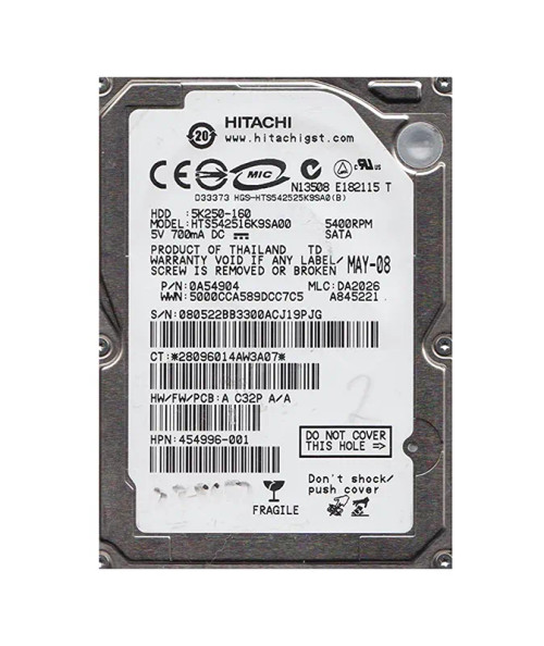 454996-001 - HP 160GB 5400RPM SATA 2.5" HDD