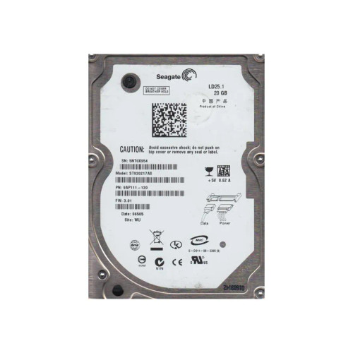 Seagate ST920217AS 20GB 5400RPM SATA 1.5Gb/s 2.5HDD