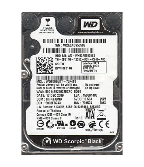 WD WD800BJKT-75F4T0 Scorpio Black 80GB SATA 3Gb/s 2.5-Inch Hard Drive