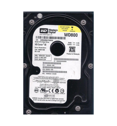 WD WD800JD-22LSA0 Caviar SE 80GB 7200RPM SATA 1.5Gb/s 3.5HDD
