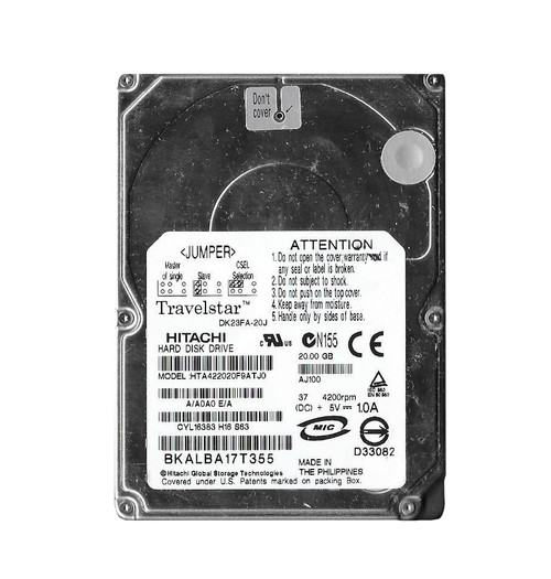 HTA422020F9ATJ0 - Hitachi 20GB 4200RPM 2.5" IDE ATA/100 HDD