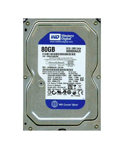 WD800AAJS-22L7A0 - Western Digital 80GB 7200RPM SATA 3Gb/s 3.5" HDD