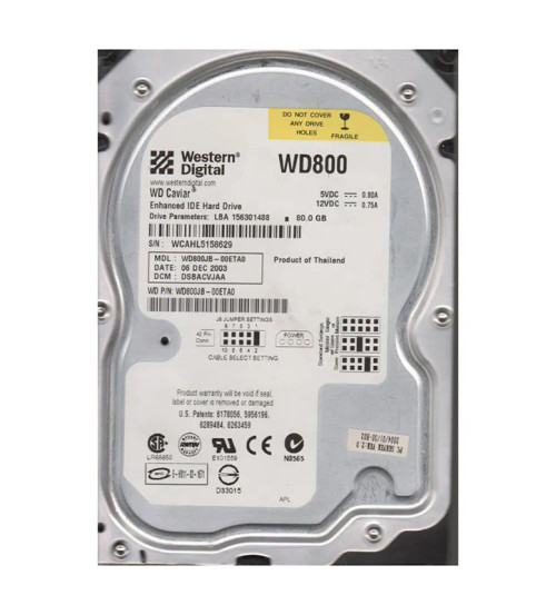 WD800JB-00ETA0 - Western Digital 80GB 7200RPM EIDE 8MB 3.5" HDD