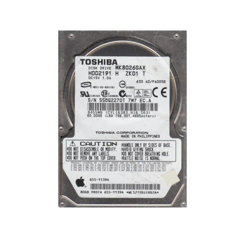 HDD2191H - TOSHIBA 80GB 5400RPM IDE ATA-100 16MB 2.5" HDD