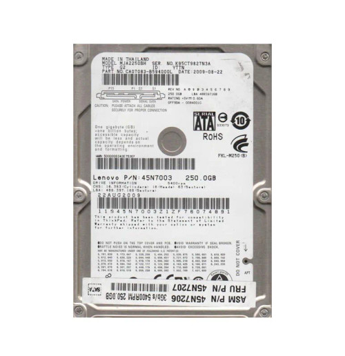 Fujitsu MJA2-BH Series 250GB 5400RPM SATA 3Gb/s 8MB Cache 2.5-Inch Hard Drive - Compatible with laptops