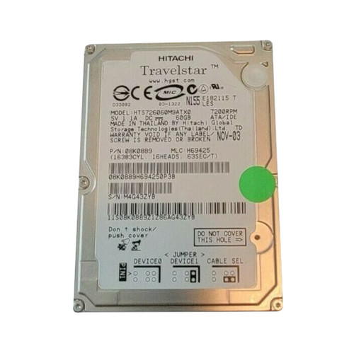 Hitachi HTS726060M9ATX0 Travelstar 60GB 7200RPM IDE ATA-6 2.5HDD