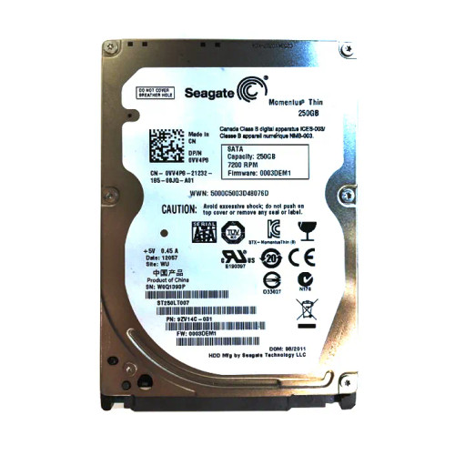 VV4P8 - Dell 250GB 7200RPM SATA 16MB 2.5" HDD