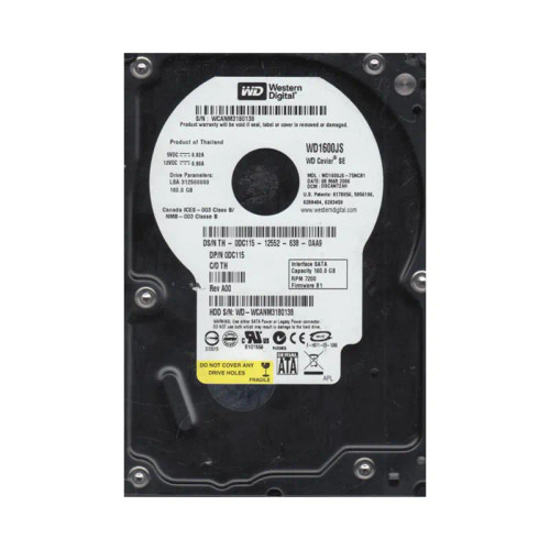 WD1600JS-75NCB1 - Western Digital 160GB 7200RPM SATA 8MB 3.5" HDD