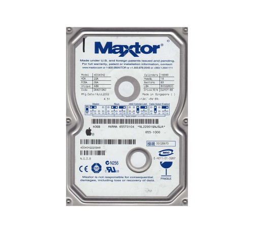 4D040H22209A8 - Maxtor 40GB 5400RPM ATA-100 2MB 3.5" HDD