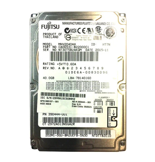 380107-001 - HP 40GB 5400RPM IDE 2.5" HDD