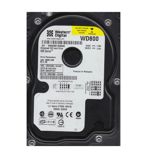 WD800BB-00JHA0 - Western Digital 80GB 7200RPM EIDE 2MB 3.5" HDD