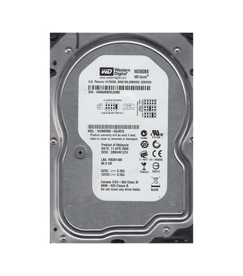 WD800BB-55JHC0 - Western Digital 80GB 7200RPM EIDE 2MB 3.5" HDD