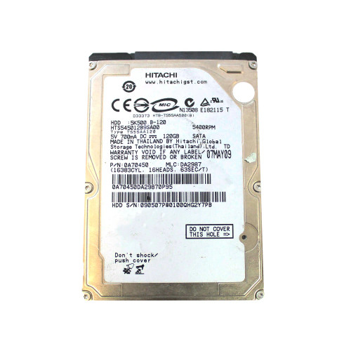 HTS545012B9SA00 - Hitachi 120GB 5400RPM SATA 2.5" HDD