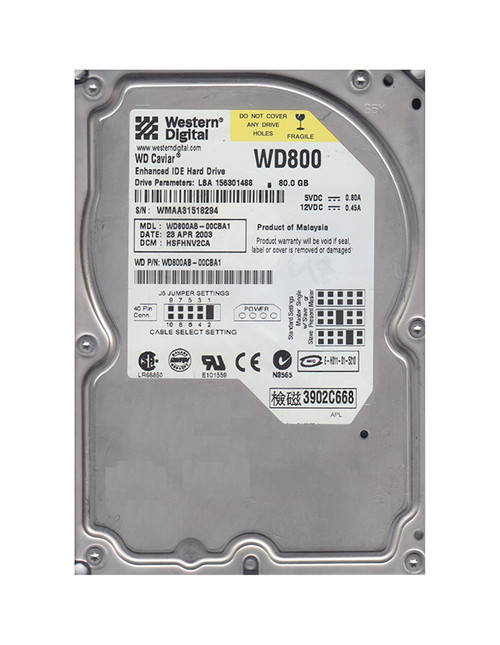 WD800AB - Western Digital 80GB 5400RPM EIDE 3.5" HDD
