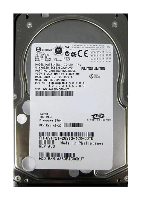 MAT3147NC - Fujitsu 146GB 10K RPM Ultra320 SCSI 3.5" HDD