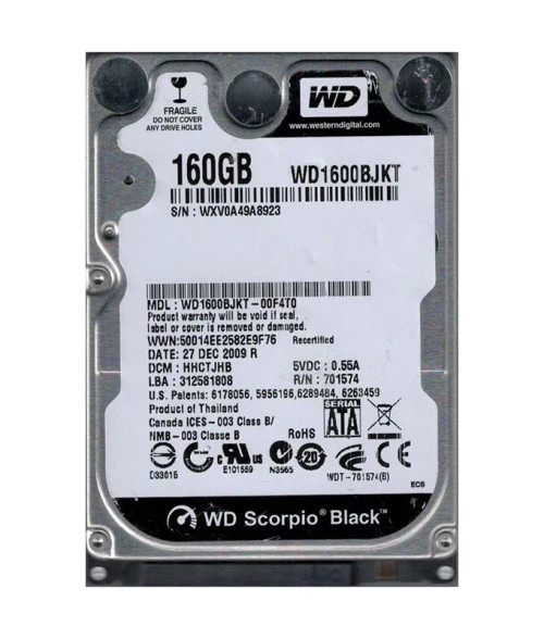 WD1600BJKT-00F4T0 - Western Digital 160GB 7200RPM SATA 16MB 2.5" HDD