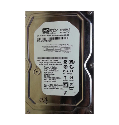WD2500AAJS-22B4A0 - Western Digital 250GB 7200RPM SATA 3Gb/s 3.5" HDD