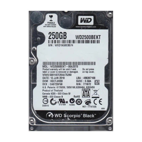 WD2500BEKT-00A25T0 - Western Digital Scorpio Black 250GB 7200RPM Hard Drive