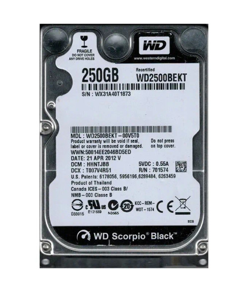WD2500BEKT-00V5T0 - Western Digital 250GB 7200RPM SATA 2.5-Inch HDD
