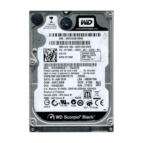 WD WD2500BEKT-75A25T0 Scorpio Black 250GB SATA 3Gb/s 2.5Hard Drive