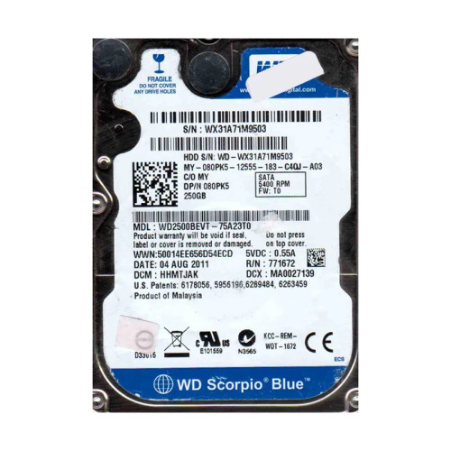 WD2500BEVT-75A23T0 - Western Digital 250GB 5400RPM SATA 8MB 2.5" HDD