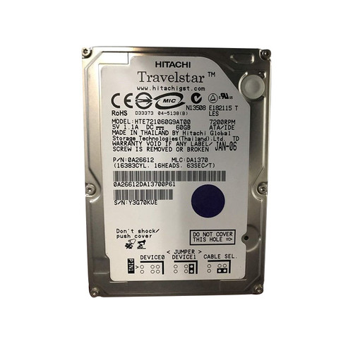 HTE721060G9AT00 - Hitachi 60GB 7200RPM 2.5" IDE HDD