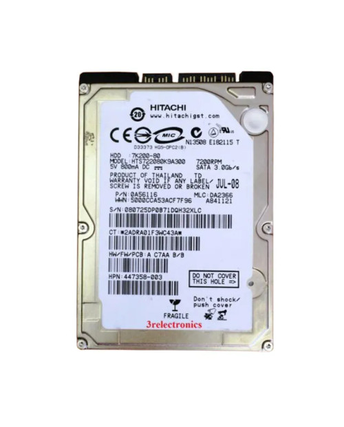 447358-003 - HP 80GB 7200RPM SATA 1.5Gb/s 2.5" HDD