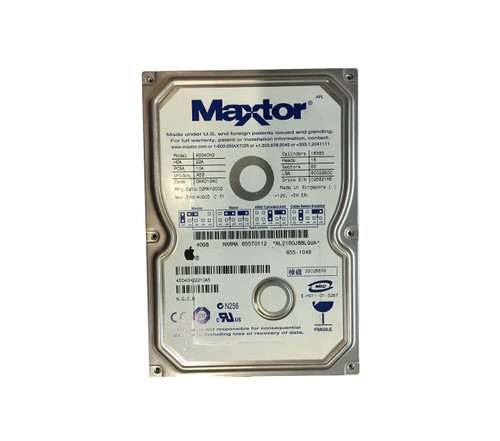 4D040H2 - Maxtor 40GB 5400RPM IDE 2MB 3.5" HDD