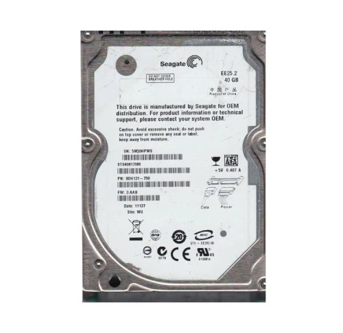 9DH131-750 - Seagate 40GB 5400RPM SATA 8MB 2.5" HDD