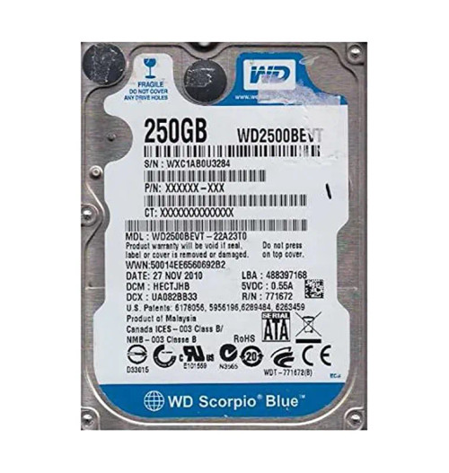 WD2500BEVT-22A23T0 - Western Digital Scorpio Blue 250GB 5400RPM Hard Drive