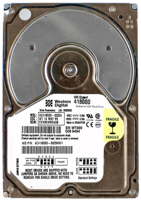 AC418000 - Western Digital 18GB 7200RPM IDE 2MB 3.5" HDD