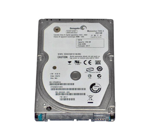 ST9250421ASG - Seagate Momentus 250GB 7200RPM SERIAL ATA-300 SATA 2.5-inch 9.5MM HIGH 16MB Cache Laptop Hard Drive with G F