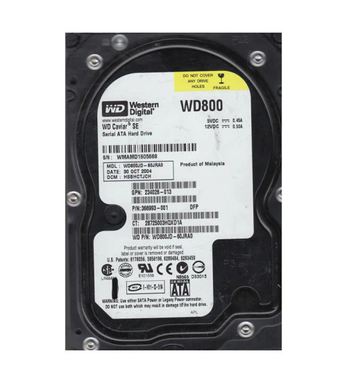 WD800JD-60JRA0 - Western Digital 80GB 7200RPM SATA 8MB 3.5" HDD