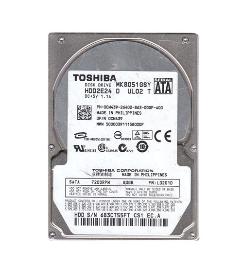 HDD2E24 - Toshiba 80GB 7200RPM SATA 3Gb/s 16MB Cache 2.5-Inch Hard Drive