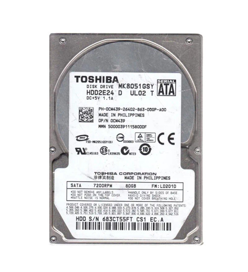 HDD2E24 - TOSHIBA 80GB 7200RPM SATA 3Gb/s 2.5" HDD