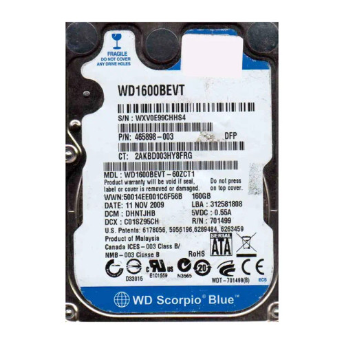 WD1600BEVT-60ZCT1 - Western Digital 160GB 5400RPM SATA 2.5-Inch HDD
