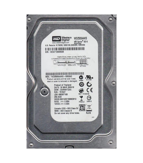 WD2500AAKS-00B3A0 - Western Digital 250GB 7200RPM SATA 3Gb/s 3.5" HDD