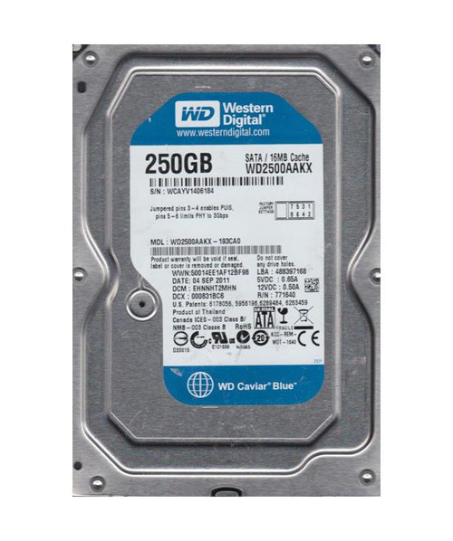 WD2500AAKX-193CA0 - Western Digital 250GB 7200RPM SATA 6Gb/s 3.5" HDD