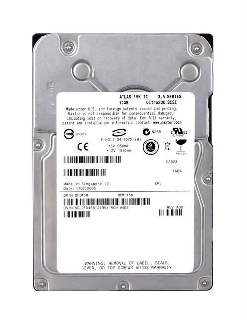 FD458 - Dell 73GB 15000RPM Ultra320 SCSI 80-Pin 3.5" HDD