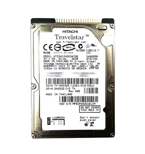 HTS541040G9AT00 - Hitachi 40GB 5400RPM IDE 8MB 2.5" HDD