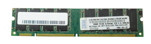 01K1139 - IBM 256MB 100MHz PC100 CL2 168-Pin UDIMM Memory