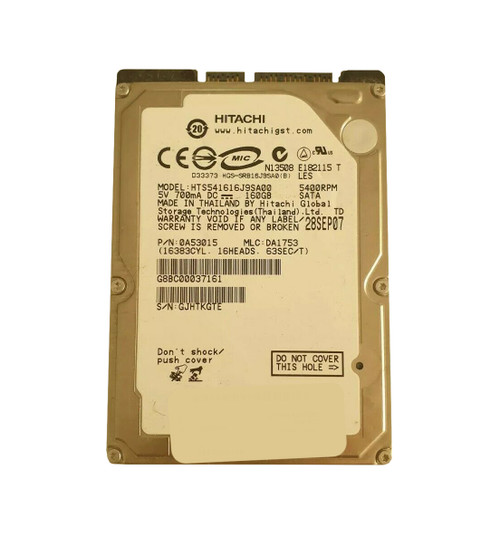 HTS541616J9SA00 - Hitachi 160GB 5400RPM IDE 8MB 2.5" HDD