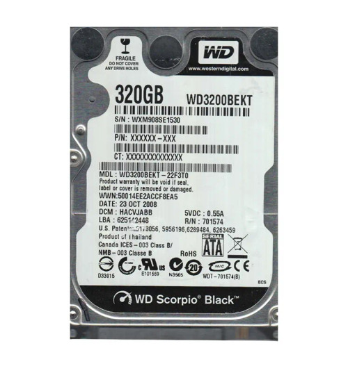 WD WD3200BEKT-22F3T0 Scorpio Black 320GB 7200RPM SATA 3Gb/s 2.5HDD