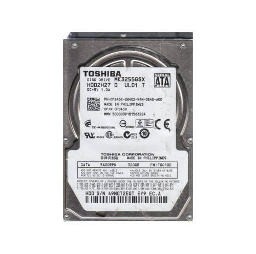 HDD2H27 - TOSHIBA 320GB 5400RPM SATA 8MB 2.5" HDD