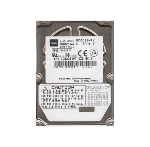 HDD2144G - TOSHIBA 6GB 4200RPM IDE 2.5" HDD