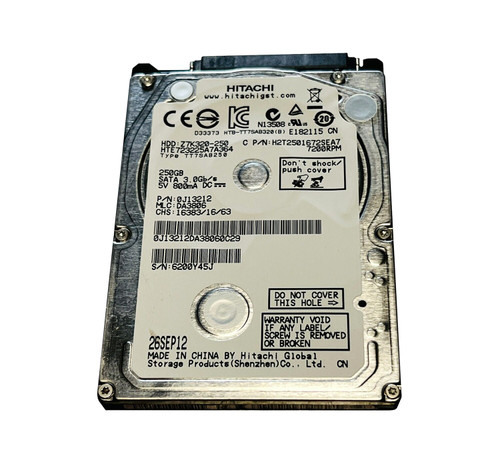H2T2501672SEA7 - HGST 250GB 7200RPM SATA 2.5" HDD