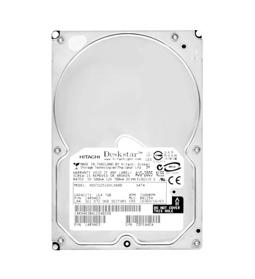 HDS722516VLSA80 - Hitachi 160GB 7200RPM SATA 1.5Gb/s 3.5" HDD