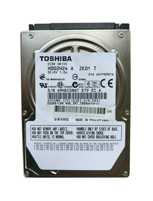 HDD2H2495MM - TOSHIBA 250GB 5400RPM SATA 8MB 2.5" HDD