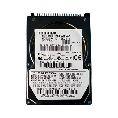 M8956 - Dell 60GB 5400RPM IDE/ATA 16MB 2.5" HDD